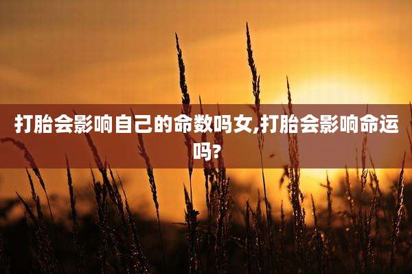 打胎会影响自己的命数吗女,打胎会影响命运吗?