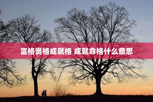 富格贵格成就格 成就命格什么意思