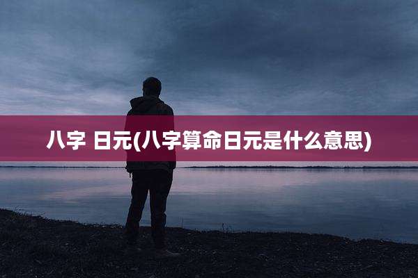 八字 日元(八字算命日元是什么意思)