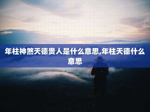 年柱神煞天德贵人是什么意思,年柱天德什么意思