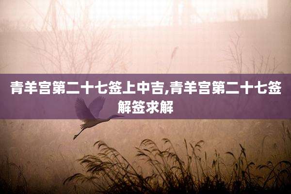 青羊宫第二十七签上中吉,青羊宫第二十七签解签求解