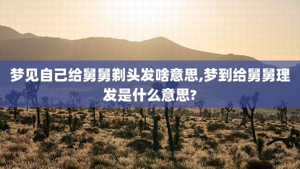 梦见自己给舅舅剃头发啥意思,梦到给舅舅理发是什么意思?