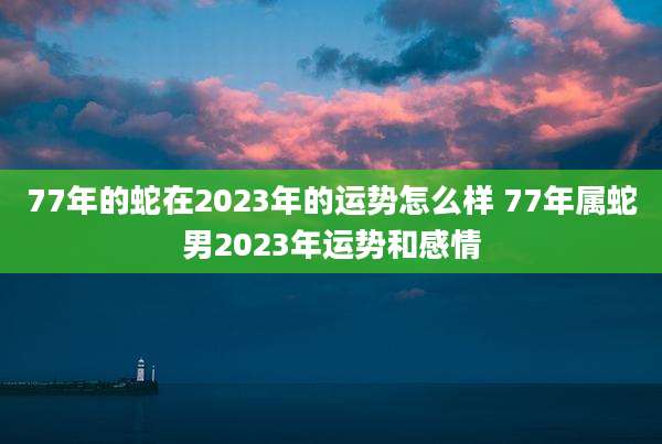 77年的蛇在2023年的运势怎么样 77年属蛇男2023年运势和感情