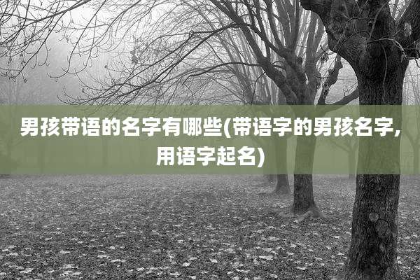 男孩带语的名字有哪些(带语字的男孩名字,用语字起名)