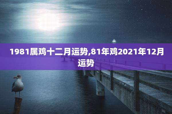 1981属鸡十二月运势,81年鸡2021年12月运势