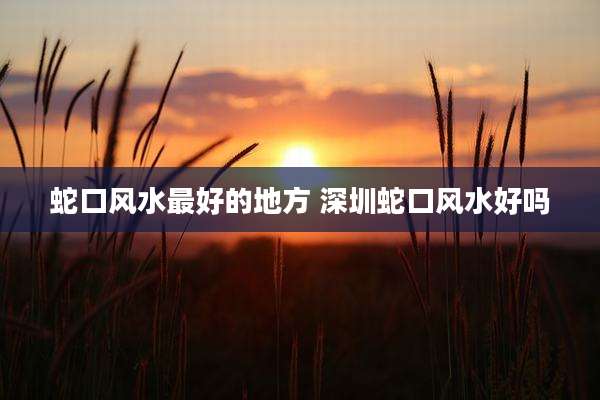 蛇口风水最好的地方 深圳蛇口风水好吗