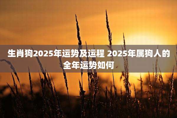 生肖狗2025年运势及运程 2025年属狗人的全年运势如何