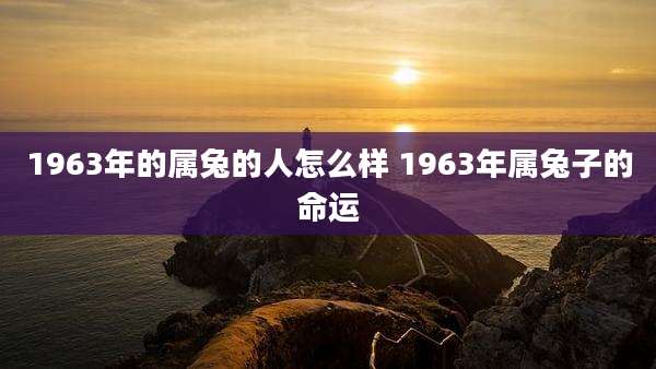 1963年的属兔的人怎么样 1963年属兔子的命运