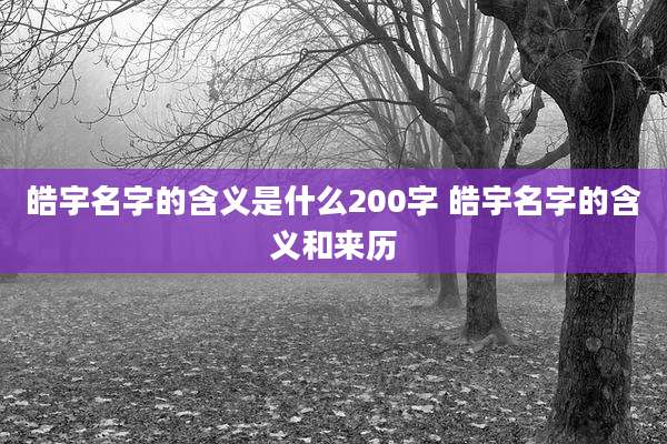 皓宇名字的含义是什么200字 皓宇名字的含义和来历