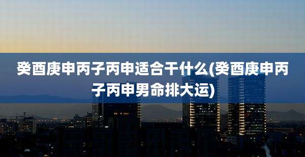 癸酉庚申丙子丙申适合干什么(癸酉庚申丙子丙申男命排大运)