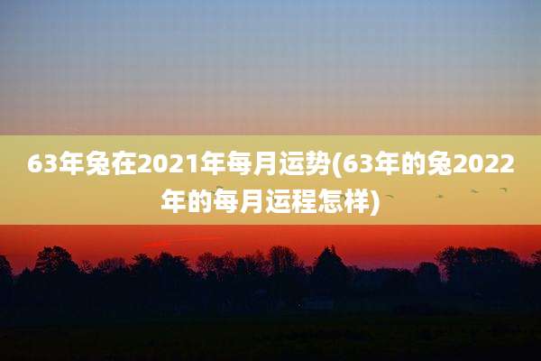 63年兔在2021年每月运势(63年的兔2022年的每月运程怎样)