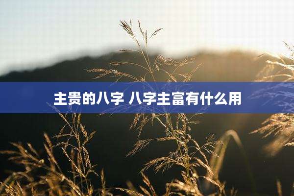 主贵的八字 八字主富有什么用
