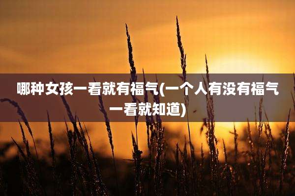哪种女孩一看就有福气(一个人有没有福气一看就知道)