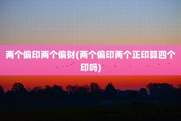 两个偏印两个偏财(两个偏印两个正印算四个印吗)