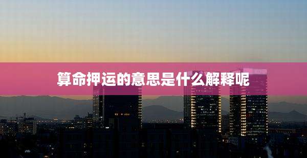 算命押运的意思是什么解释呢