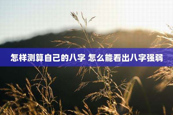 怎样测算自己的八字 怎么能看出八字强弱