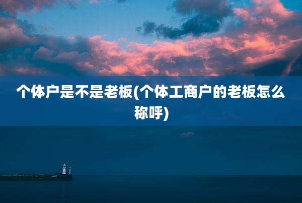 个体户是不是老板(个体工商户的老板怎么称呼)