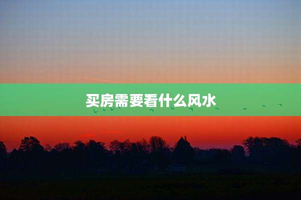 买房需要看什么风水