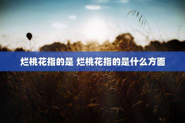 烂桃花指的是 烂桃花指的是什么方面