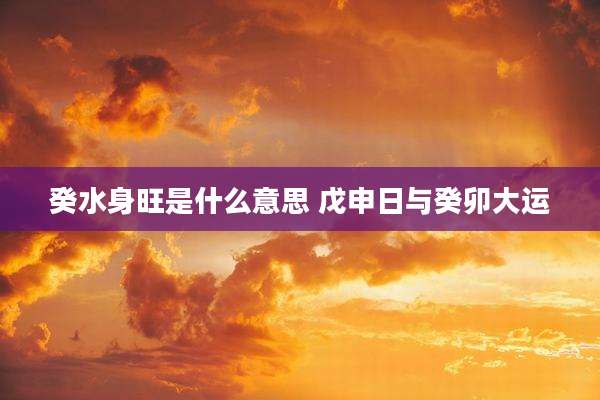 癸水身旺是什么意思 戊申日与癸卯大运
