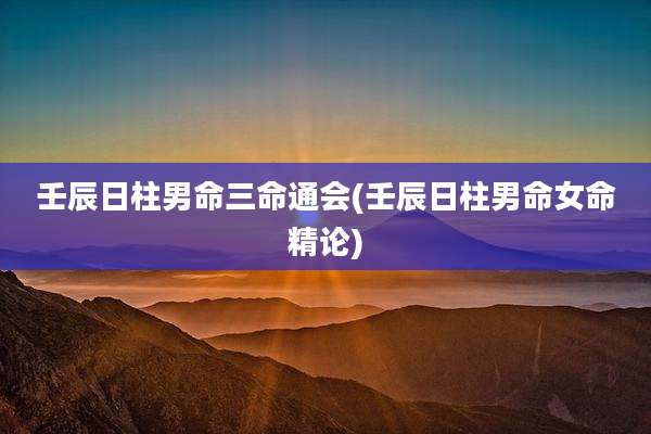 壬辰日柱男命三命通会(壬辰日柱男命女命精论)