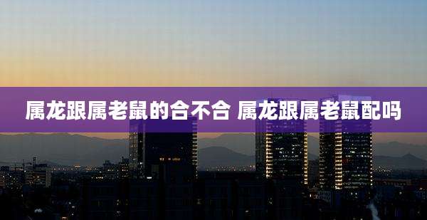 属龙跟属老鼠的合不合 属龙跟属老鼠配吗
