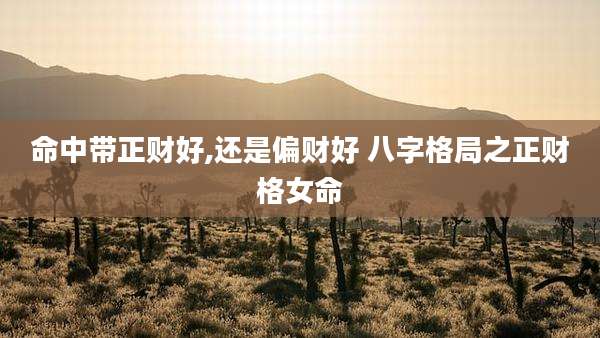 命中带正财好,还是偏财好 八字格局之正财格女命