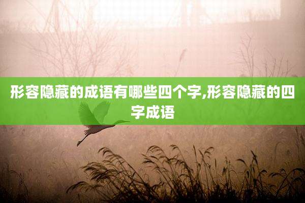 形容隐藏的成语有哪些四个字,形容隐藏的四字成语