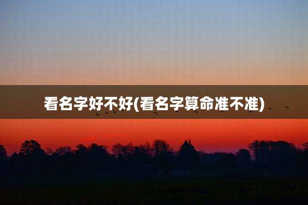 看名字好不好(看名字算命准不准)