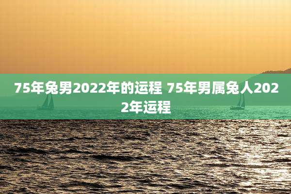 75年兔男2022年的运程 75年男属兔人2022年运程