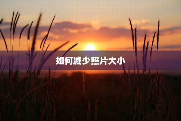 如何减少照片大小