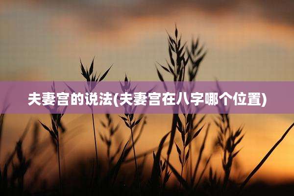夫妻宫的说法(夫妻宫在八字哪个位置)