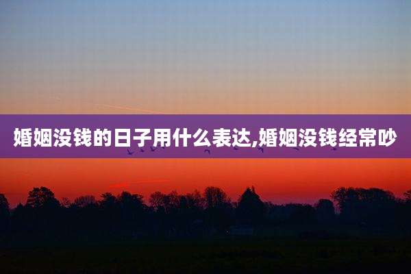 婚姻没钱的日子用什么表达,婚姻没钱经常吵
