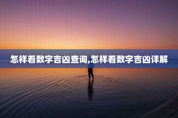 怎样看数字吉凶查询,怎样看数字吉凶详解