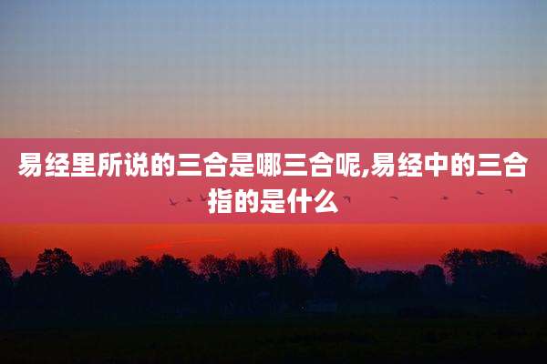 易经里所说的三合是哪三合呢,易经中的三合指的是什么