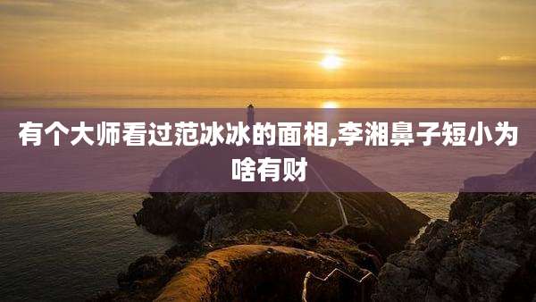 有个大师看过范冰冰的面相,李湘鼻子短小为啥有财