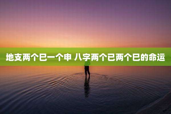 地支两个巳一个申 八字两个已两个巳的命运