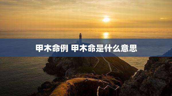 甲木命例 甲木命是什么意思