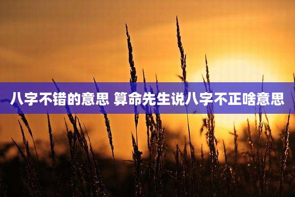八字不错的意思 算命先生说八字不正啥意思