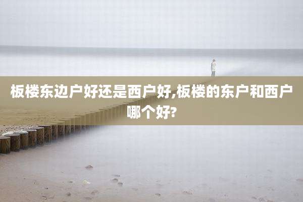 板楼东边户好还是西户好,板楼的东户和西户哪个好?
