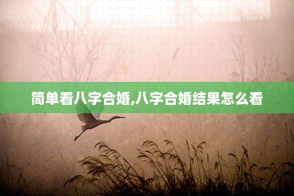 简单看八字合婚,八字合婚结果怎么看