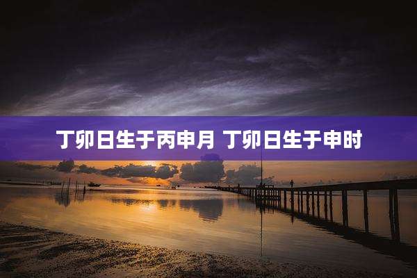 丁卯日生于丙申月 丁卯日生于申时
