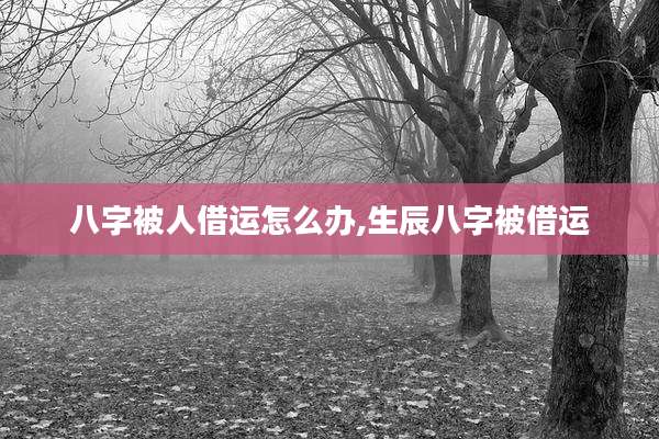 八字被人借运怎么办,生辰八字被借运