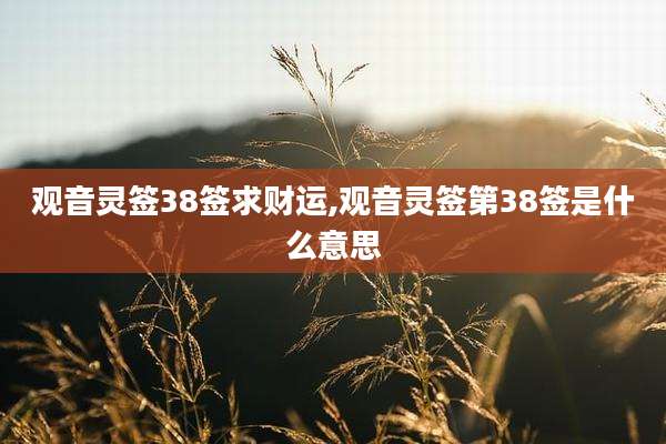 观音灵签38签求财运,观音灵签第38签是什么意思