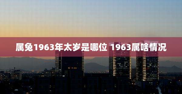 属兔1963年太岁是哪位 1963属啥情况
