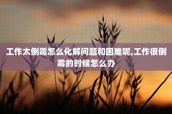 工作太倒霉怎么化解问题和困难呢,工作很倒霉的时候怎么办