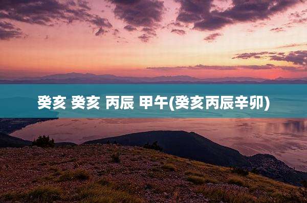 癸亥 癸亥 丙辰 甲午(癸亥丙辰辛卯)