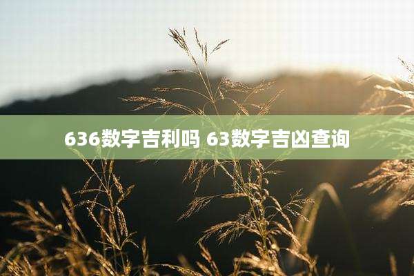 636数字吉利吗 63数字吉凶查询