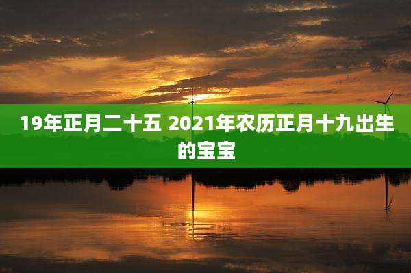 19年正月二十五 2021年农历正月十九出生的宝宝