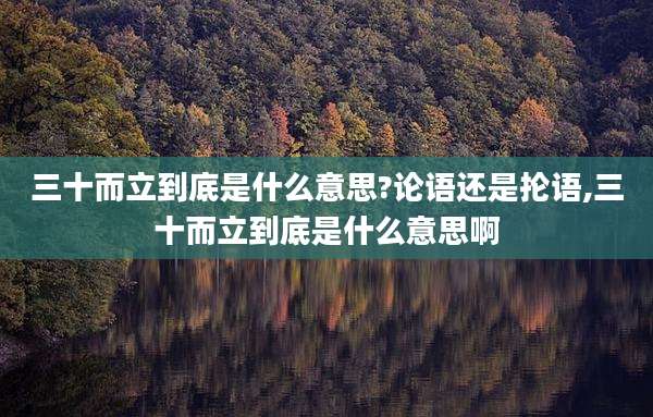 三十而立到底是什么意思?论语还是抡语,三十而立到底是什么意思啊